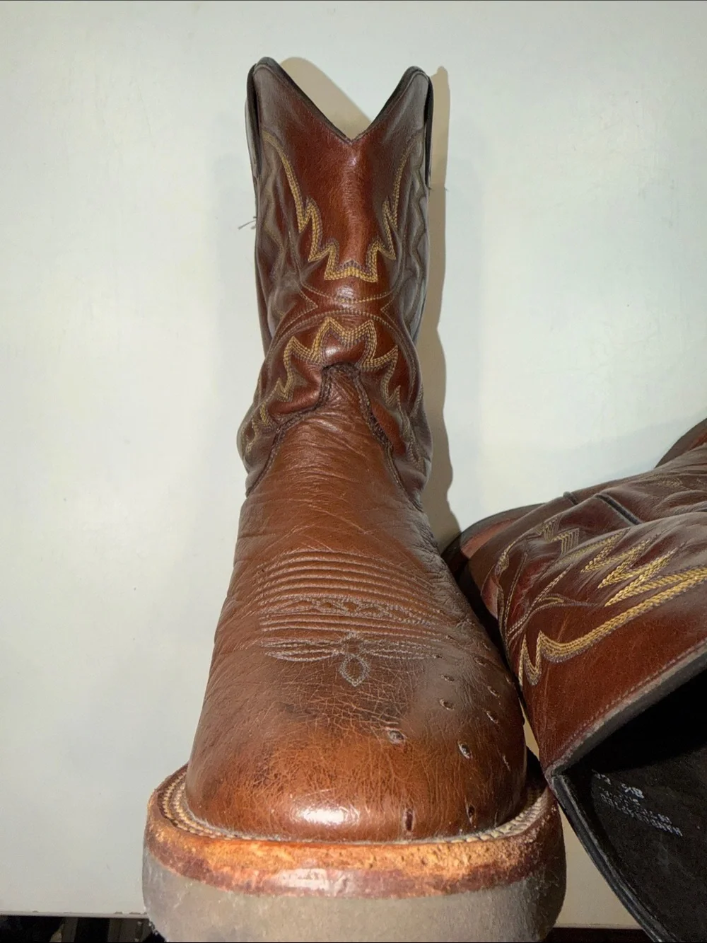 Justin Boots Brown Ostrich  Western Cowboy Boots
